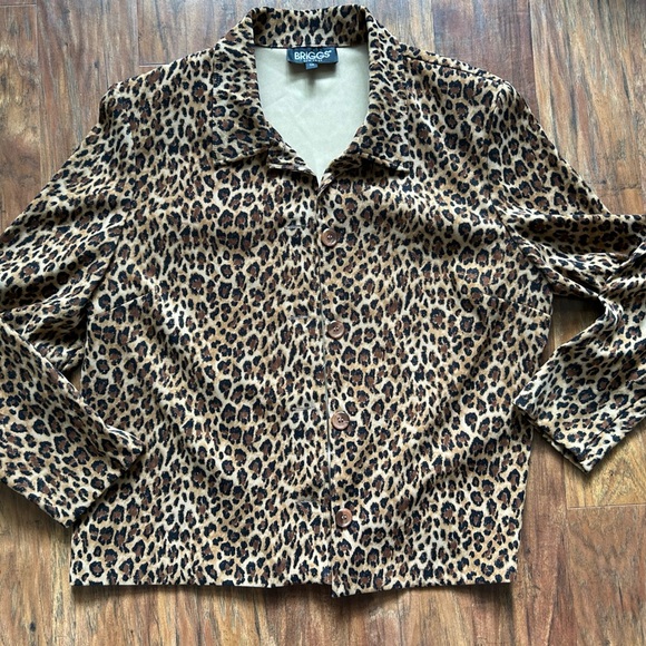 Briggs New York Women’s Size 1X Leopard Print Button Down Jacket - Picture 1 of 7